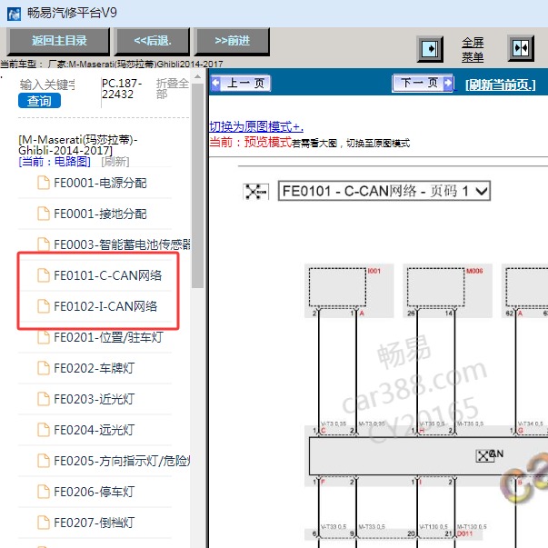 2017年玛莎拉蒂 Ghibli CAN 网络电路图