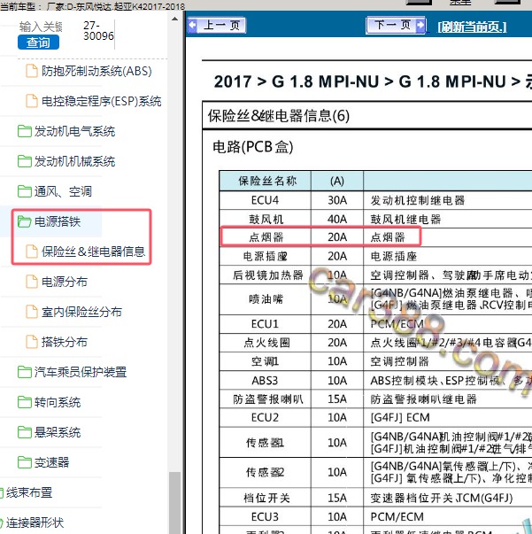 2017年东风悦达.起亚-K4 点烟器保险