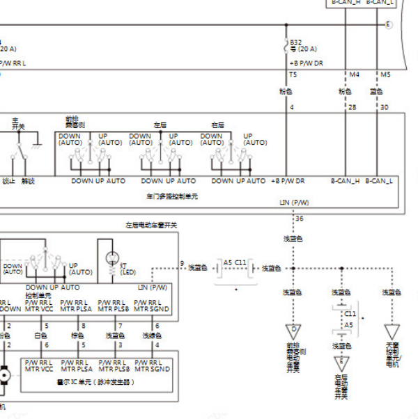2015年本田奥德赛 玻璃升降电路图