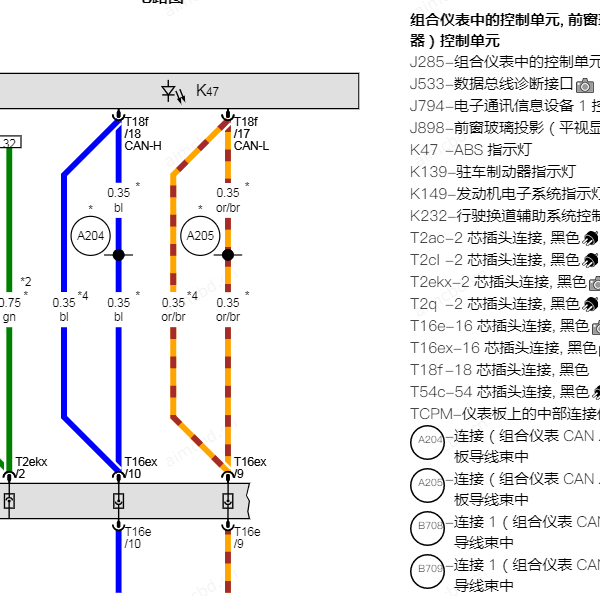 2022年奥迪A7仪表电路图