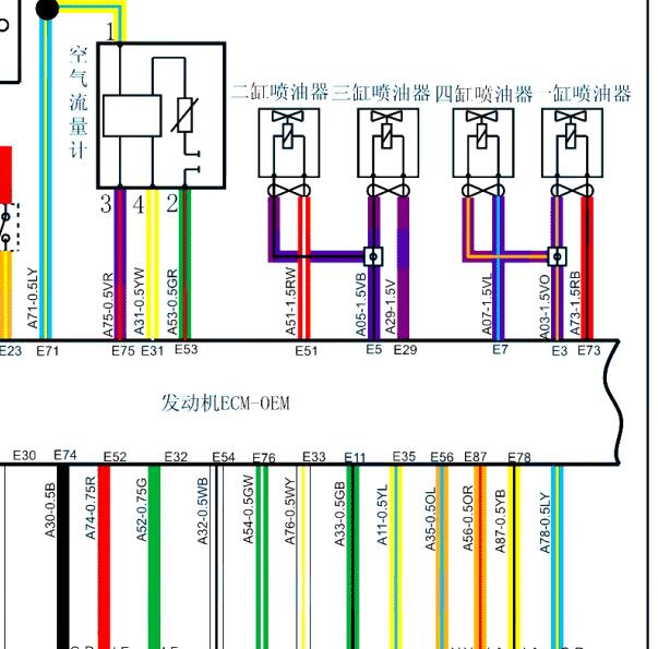 2018年骐铃T5发动机喷油嘴电路图
