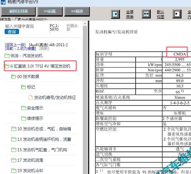 2011年奥迪A8 CMD发动机维修手册资料