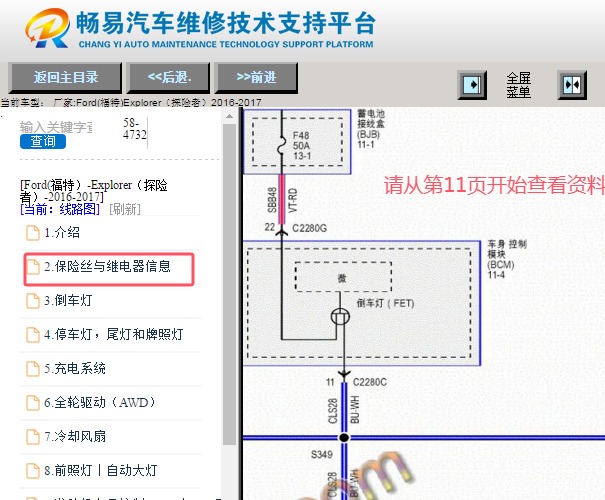 2016-2017年福特探险者车身电脑相关电路图资料