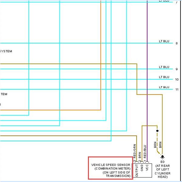 2003年丰田酷路泽车速传感器电路图
