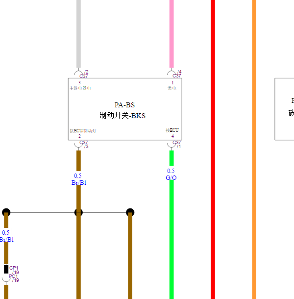 2022年长安CS55 plus制动灯开关电路图