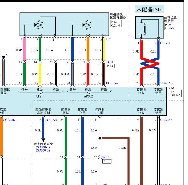 2013年起亚K3曲轴位置传感器电路图