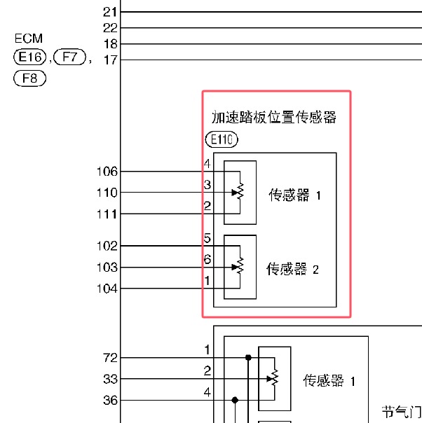 2006年日产骐达APP传感器电路图