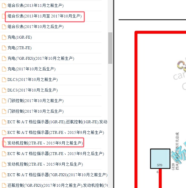 2015-2016年丰田普拉多仪表和发动机电路图
