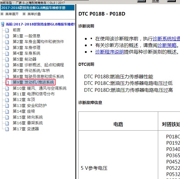 2017年上海别克-商务车（GL8） P018B故障码资料