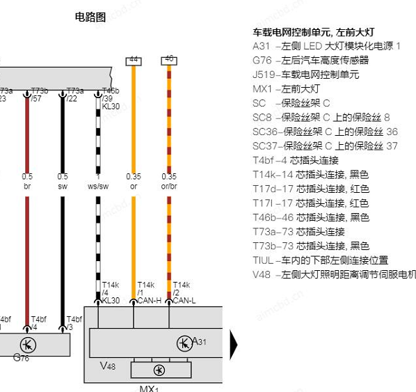 2024年大众探歌大灯电路图