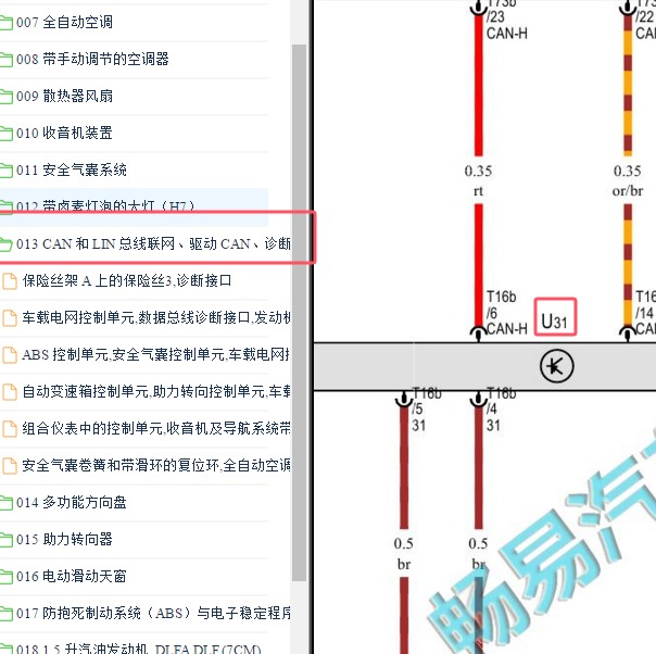 2020年斯柯达昕锐OBD诊断接口电路图