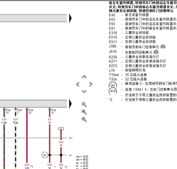 2009年大众高尔夫PLus 车窗和门锁电路图资料