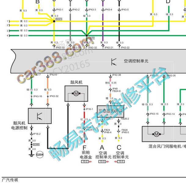 2017-2019年传祺GA8空调鼓风机电路图