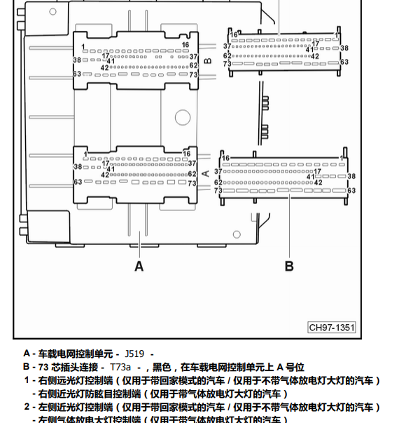 2018年大众朗逸车身针脚定义