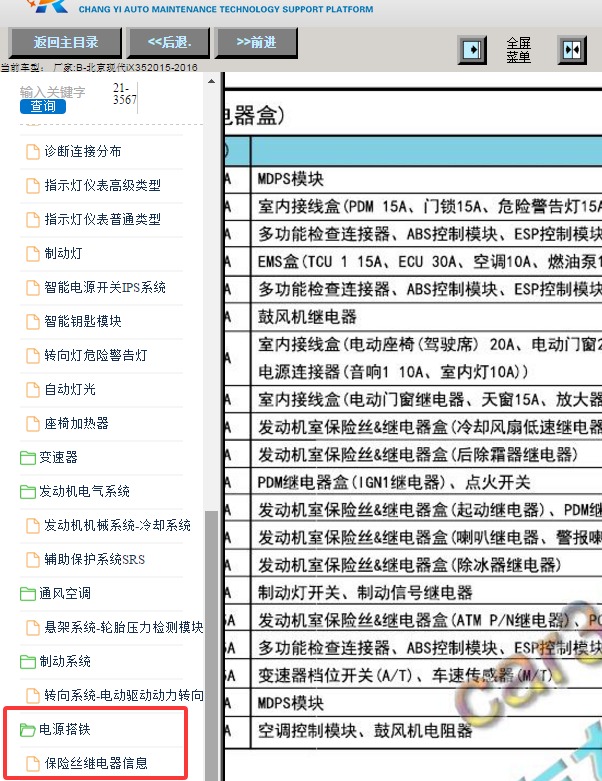 15年现代IX35刹车继电器位置图