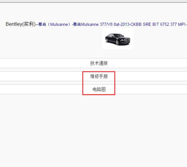 2013年宾利慕尚电路图与维修手册