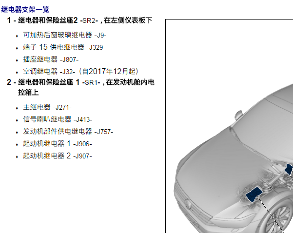 2017年大众迈腾起动机继电器位置