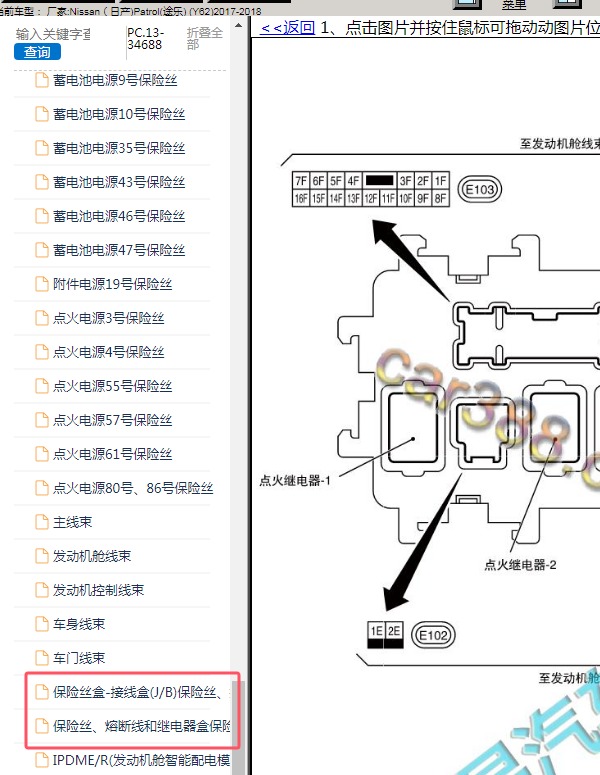 2017-2018年Nissan（日产)-Patrol(途乐) 保险继电器资料