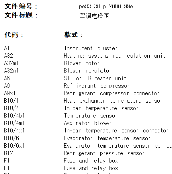 1999年奔驰E280空调电路图