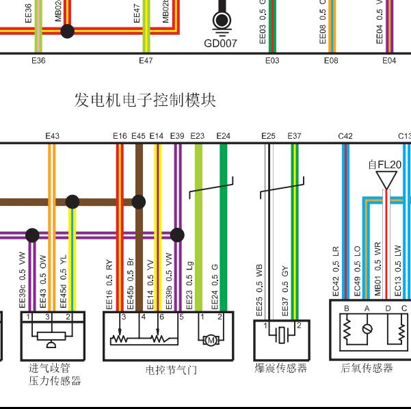 2015年长城哈弗H5发动机节气门电路图