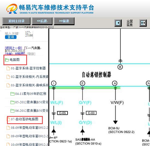 2010-2012年奔腾B50自动落锁电路图