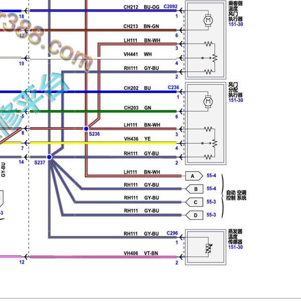 2019年福特猛禽蒸发器温度传感器电路图