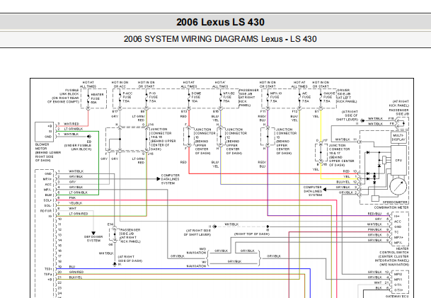 2006年雷克萨斯LS430空调和中央显示屏电路图资料