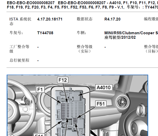 2012年宝马Mini CooperS 起动机、便捷进入及启动系统电路图和保险丝位置资料