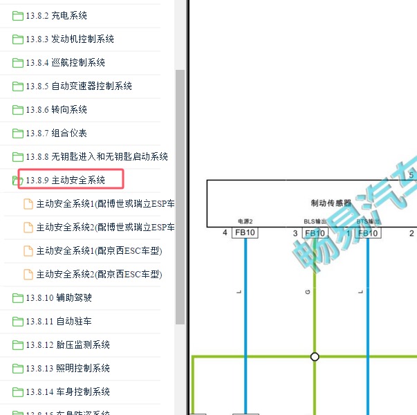 2023年东风风行T5 EVO刹车传感器电路图.