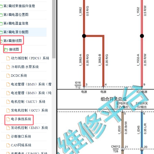 2022年合众汽车哪吒S电子换挡系统电路图