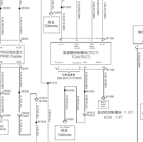 2015年名爵锐腾 变速箱电路图