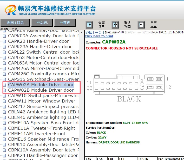 2013年路虎揽胜极光左前门模块针脚资料