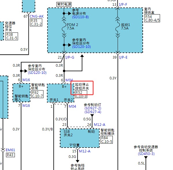 2013年现代索纳塔启动按钮电路图