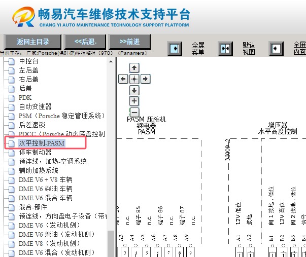 2012年保时捷帕拉梅拉底盘升降电路图资料