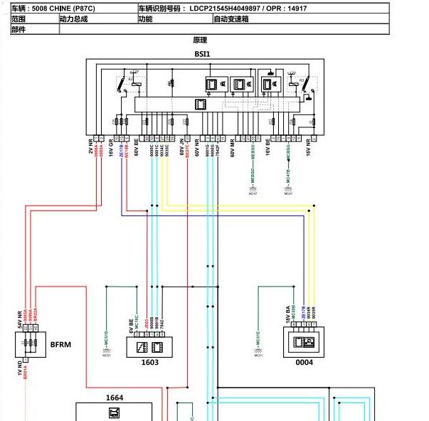 2019年标致5008变速箱电路图