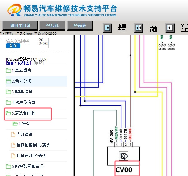 2009年雪铁龙C4 方向盘下控制装置电路图