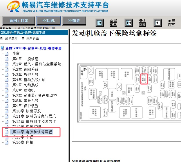 2010年雪佛兰景程油泵保险丝位置资料
