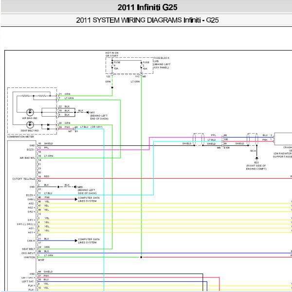 2011年英菲尼迪G25安全气囊电路图