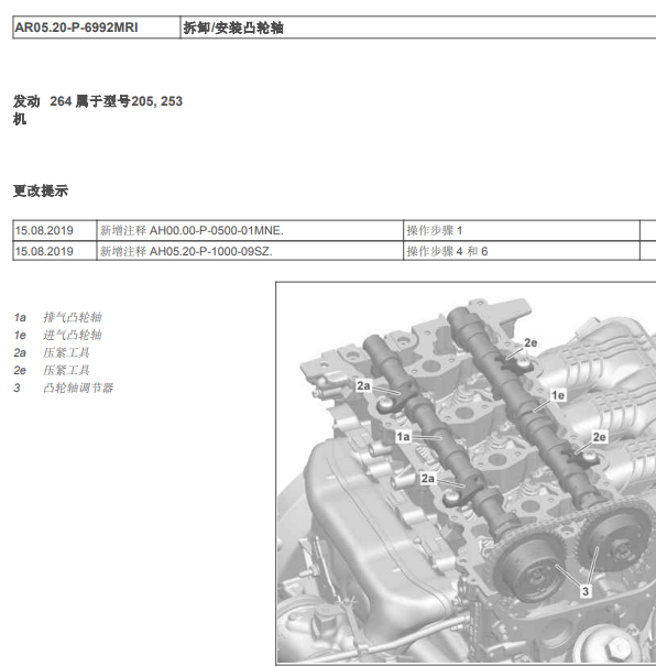 2021年奔驰GLC300L凸轮轴安装资料