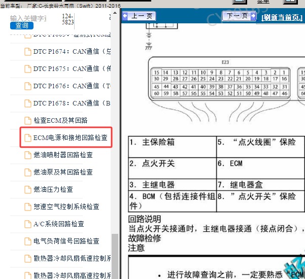2011-2016年铃木雨燕G13B发动机针脚资料