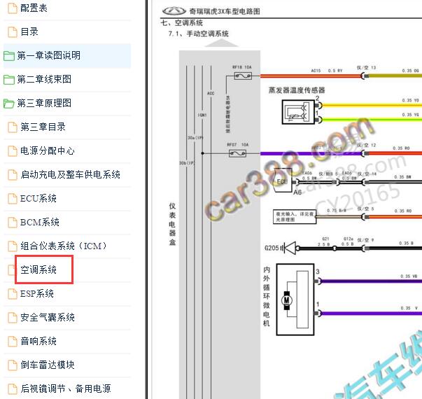 2016年奇瑞瑞虎3x手动空调电路图