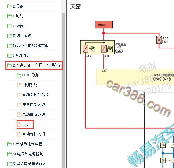 2019年日产奇骏天窗电路图