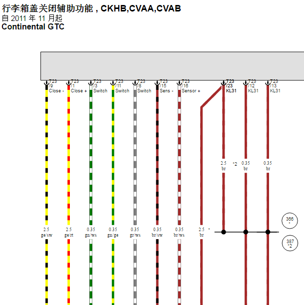 2012年宾利欧陆尾门电路图