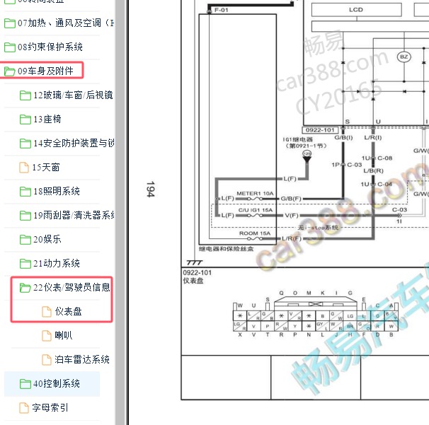 2013-2014年马自达阿特兹（马自达6）仪表电路图
