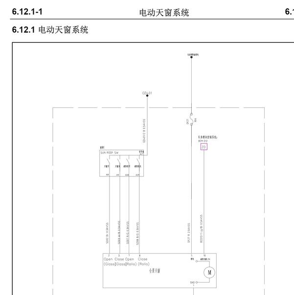 2017年长安CS75天窗电路图