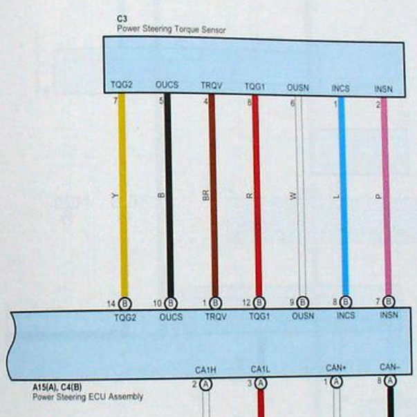 2010年丰田皇冠转向角传感器电路图