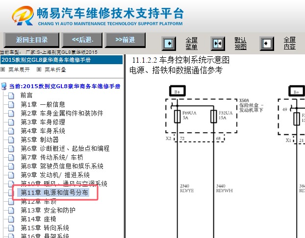 2015年别克GL8车身电脑电路图