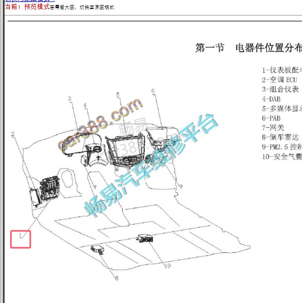 2014-2015年比亚迪S7多路集成模块位置