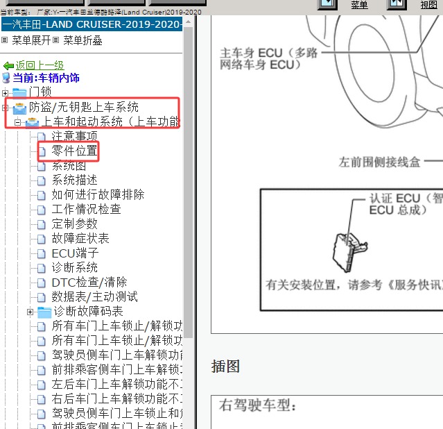 2019年丰田兰德酷路泽智能ECU位置