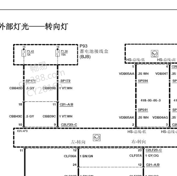 2008年福特蒙迪欧致胜转向灯电路图
